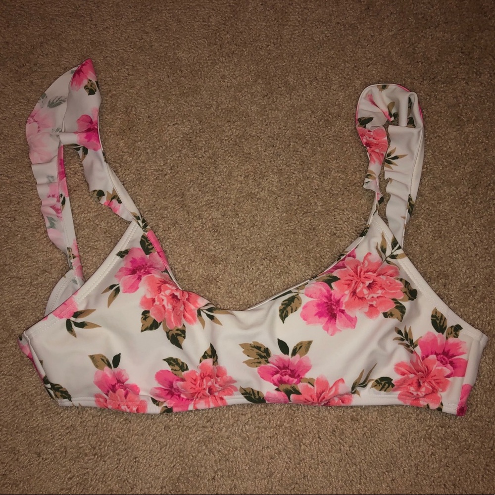 floral ruffle bikini top